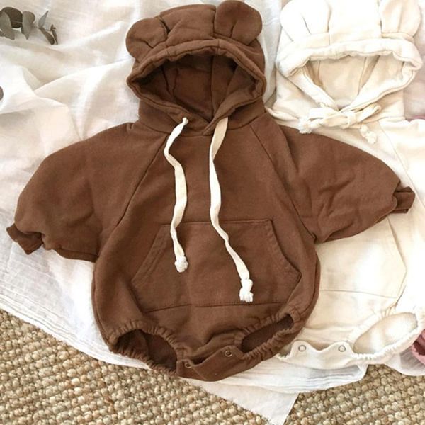 

korean style baby bodysuits cute little bear ears plus velvet clothing baby boys clothes children bodysuit girl clothes, Blue