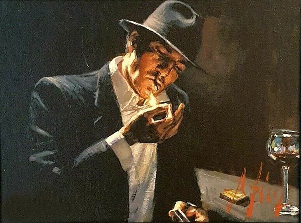 

artworks man lighting a cigarette home decor handpainted &hd print oil painting on canvas wall art canvas pictures 210106