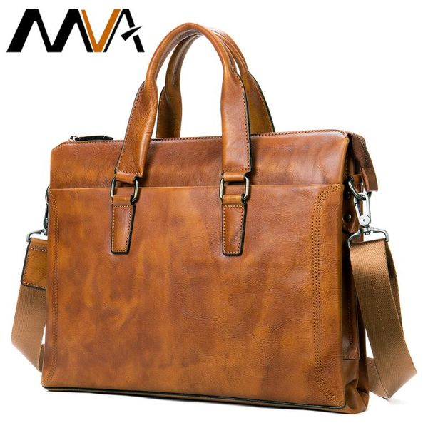 

mva men's briefcase vintage genuine leather men briefcase 13.3 inch lapbag men casual office handbag man briefcases new 7400