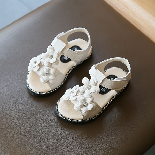 

fashion girl 2020 baby sandals bottom little princess soft summer new korean children's flowers girls beach shoes d02241, Black;red