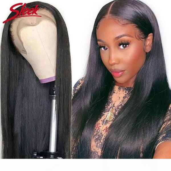 

sleek 13x4 lace front human hair wigs 8-30 inch pre plucked peruvian straight lace front wigs for black women, Black;brown