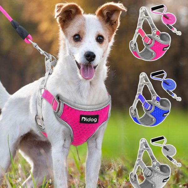 

reflective dog harness adjustable nylon mesh pet puppy harness vest pets walking leash lead for small medium dogs arn sqcbge