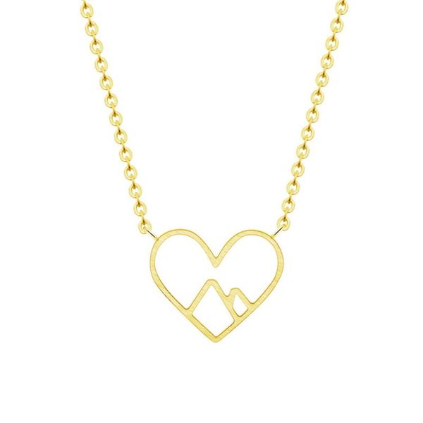 

pendant necklaces mountain wave charm heart statement gold collar tattoo chain stainless steel jewelry bijoux femme, Silver