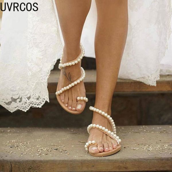 

sandals women's summer fashion flat bottom strap casual beach shoes pearl flip-flops ladies 20211, Black