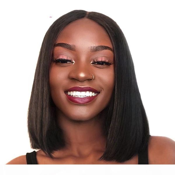 

bob полный парик парик человеческих волос natural color камбоджийский прямой парик фронта шнурка полный конец средняя часть короткий парик, Black;brown