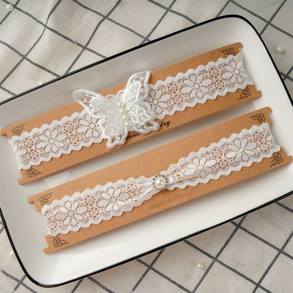

wedding bridal thigh garters ruffles floral lace embroidery butterfly leg rings y3ne, Black;white