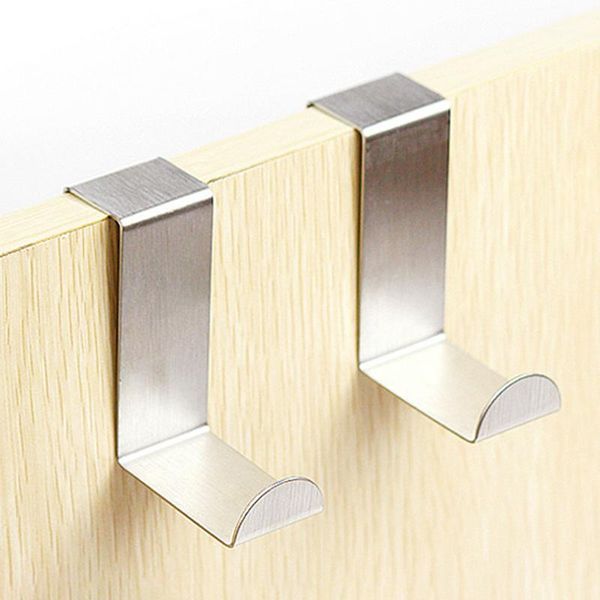

hooks & rails stainless steel over door kitchen cabinet draw towel clothes hangers creative bathroom nail-seamless rack 2pcs1