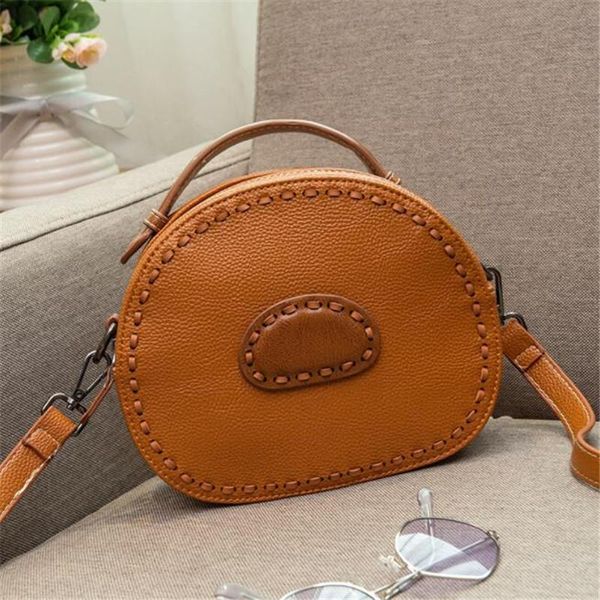 

new 2020 урожай из натуральной кожи сумка женщин малый круглый мешок мода дизайн простой мини дамы tote сумка мессенджер