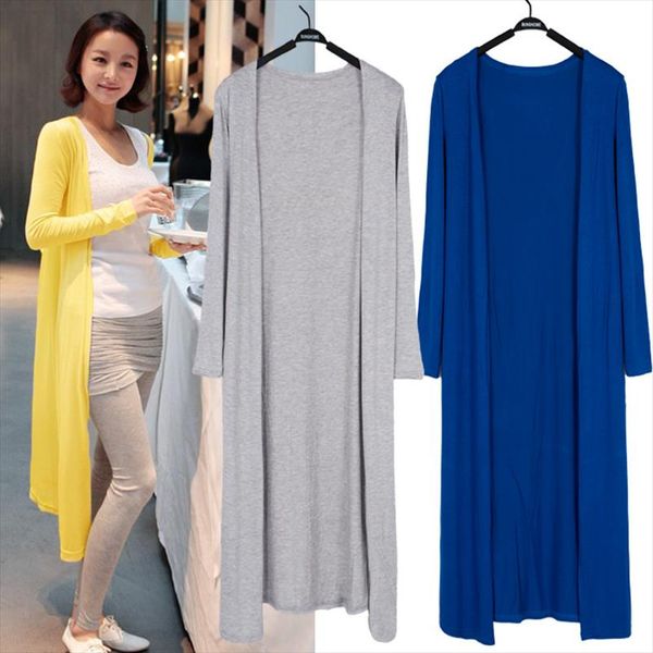 

2020 summer long thin cardigan casaco feminino modal women long sleeve plus size coats sunscreen clothing cardigan jacket pz147, White;black