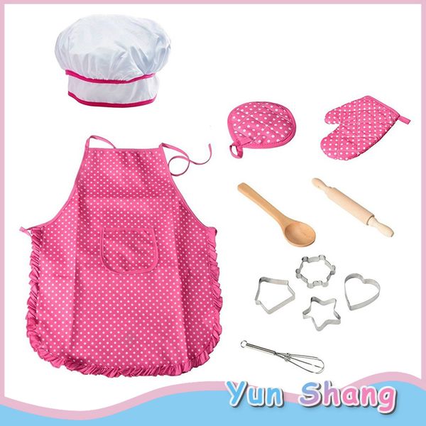 

11 pcs/lot child chef dress up clothes cooking baking tools pretend play kitchen apron spoon chef take kitchen play house toy 1019