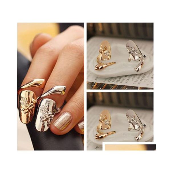 

10pcs/lot exquisite cute retro queen dragonfly design rhinestone plum snake gold/silver ring finger nail rings xmtx1