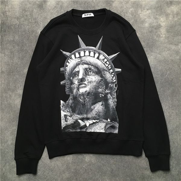

new deluxe man 2021 statue liberty neil hoodies cotton thick velour hip street m21 z9ao, Black