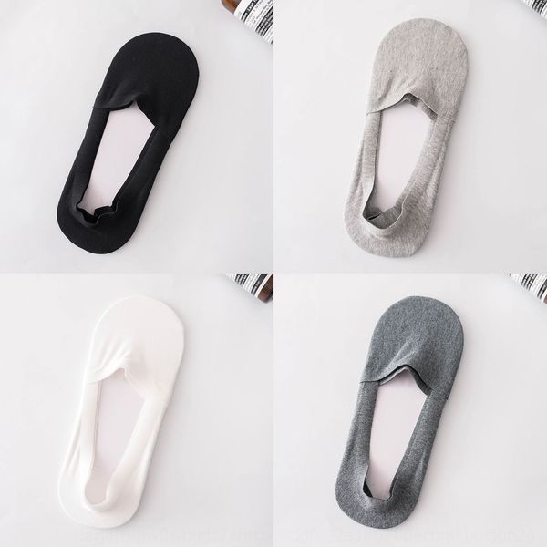 

new style boat silicone invisible spring and summer men's pure cotton socks men's traceless silicone anti slip shallow mouth invis, Black