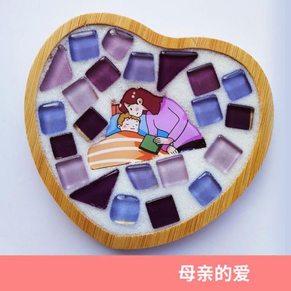 

glitter glass mosaic tiles bamboo coaster material mosaic stones pebbles crafts children puzzle diy mosaic making gifts for mom wmtdec