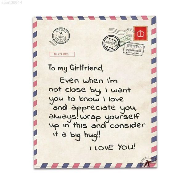 

flannel throw to my daughter or son letter printed quilts dad mom for daughter's air mail blanket encourage and love dhe2401