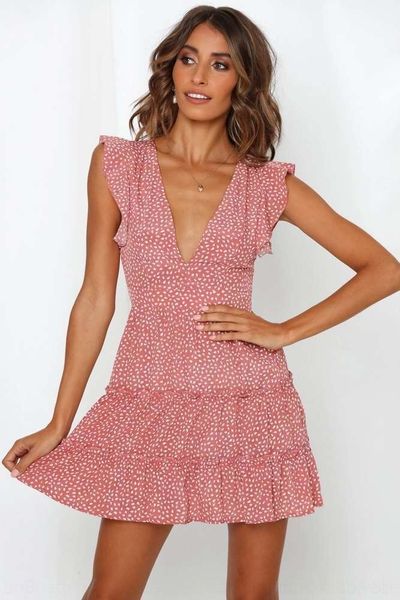 

quhta small side dress small floral v-neck ear floral skirt v-neck skirt ear side dress vvo0v, Black;gray