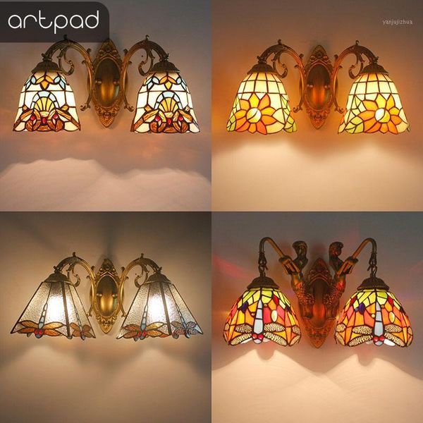 

artpad nordic romantic colorful glass lampshade indoor wall lamp bedroom bedside asile turkish bracket light with base1