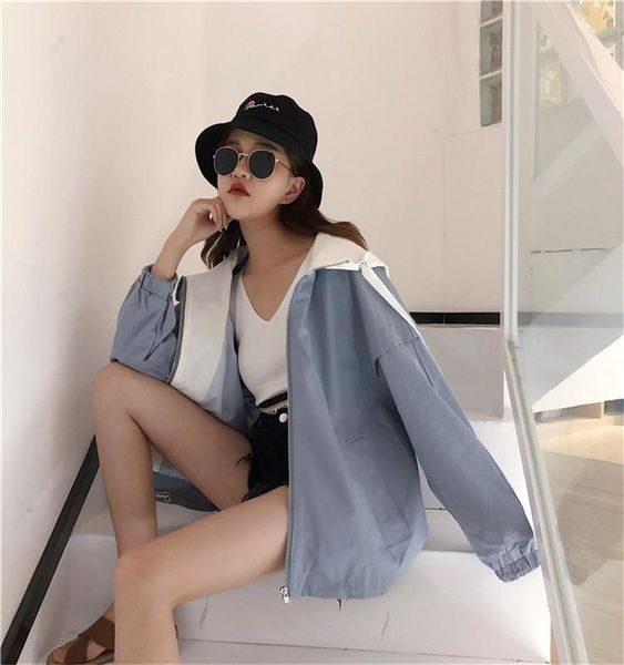 

women loose hooded coat short jacket casual overcoat, Black;brown