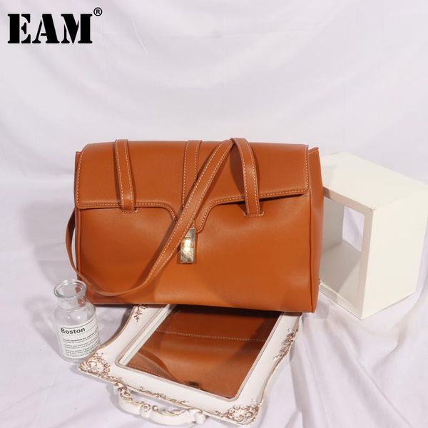 

[eam] women new luxury elegant pu leather flap personality all-match crossbody shoulder bag fashion 2021 18a1470