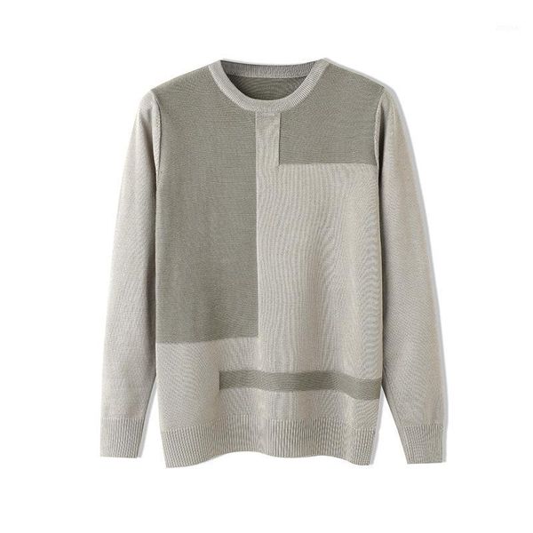 

2020 men's new knitted sweater youth thin for autumn and winter jacquard color matching sweater1, White;black