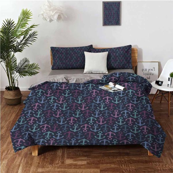 

stylized icons up and down oceanic design elements cruise holiday maritime themebedding 3-piece set