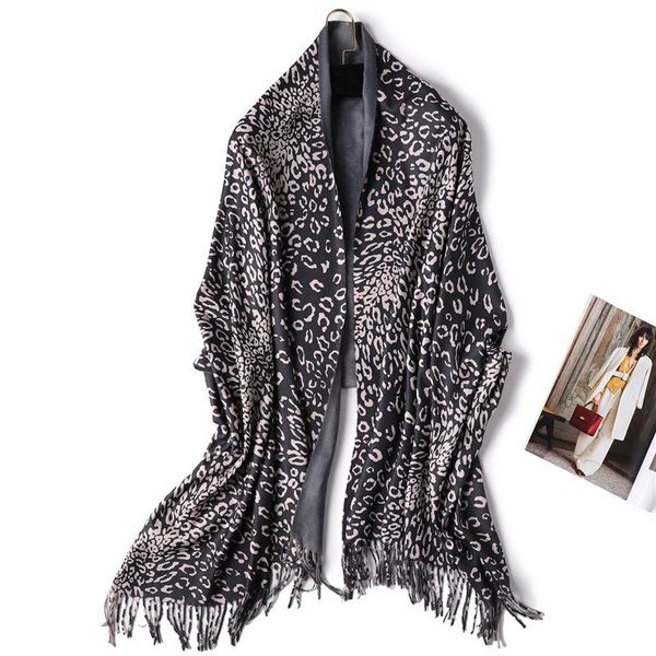 

2020 winter scarf thick neck warm women cashmere scarves lady shawls and wraps leopard print pashmina bandana foulard femme wmtdrb bdesybag, Blue;gray