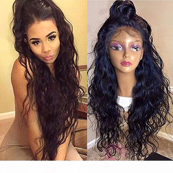 

zhifan 14-24 inch hand hook burmese hair full lace wig for black women water wave human hair wig, Black;brown