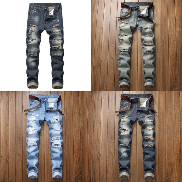 

gdztp summer blue man casual men's short denim hole s fashion straight loose pant man jeans jeans pants solid plus size, Black