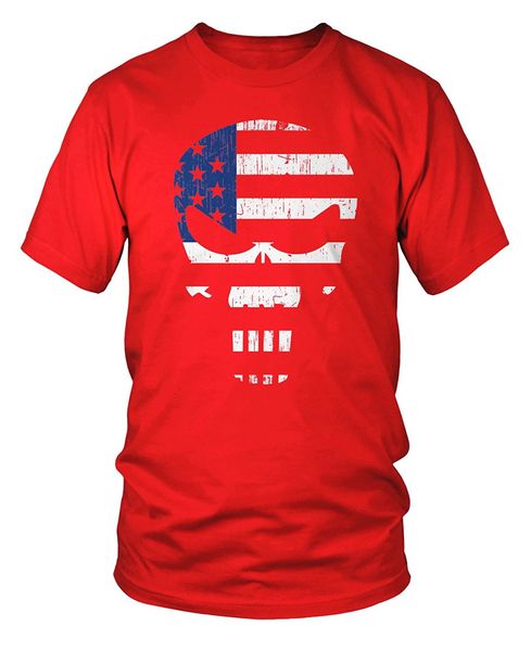 

sport 2019 summer cool men tee shirt distressed punisher skull, american flag t-shirt funny t-shirt