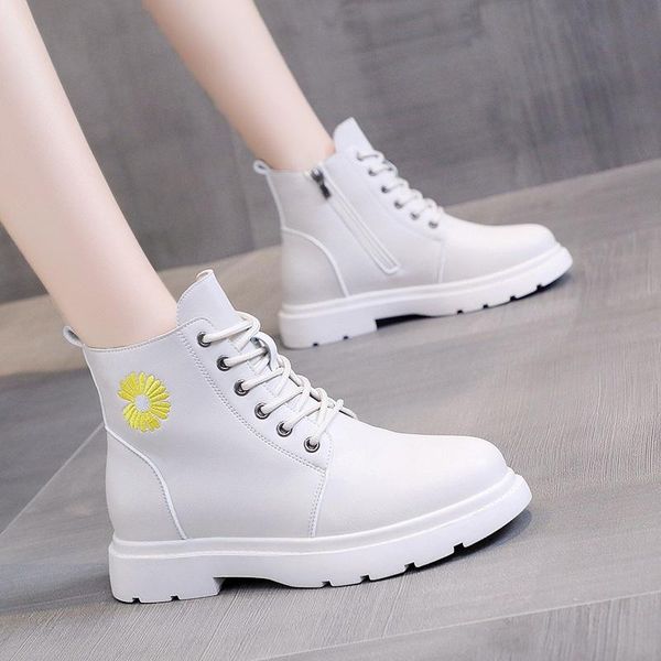 

flat heel women's mid calf boots female shoes round toe boots-women luxury designer ladies 2020 mid-calf fashion low, Black