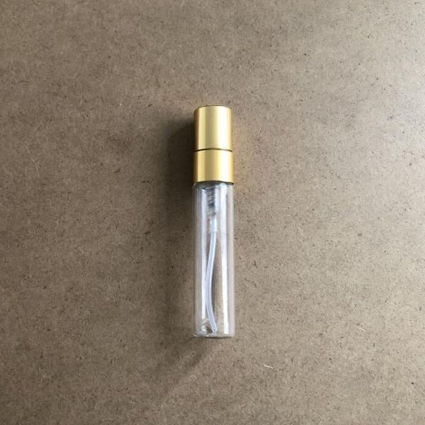 

5ml 10ml travel perfume pocket atomizer spray bottle perfume sample bottles with silver gold cap in stock from facy