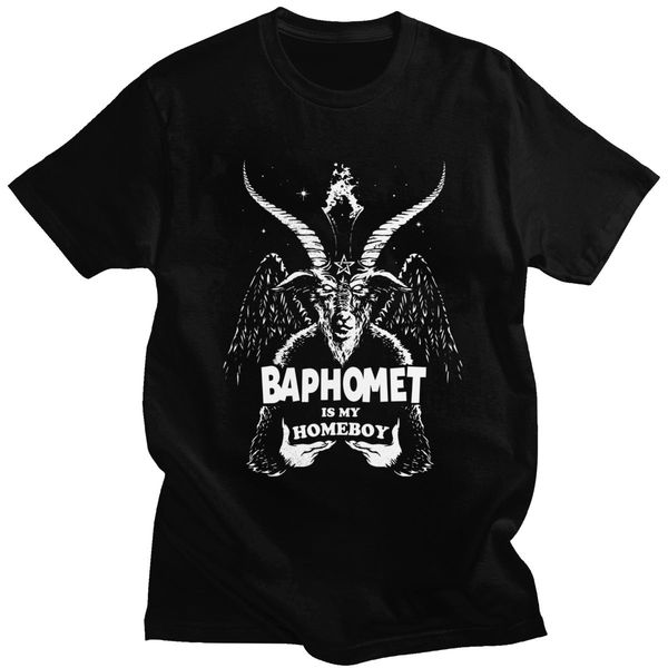 

sport classic satan sigil of baphomet demon t-shirt men short sleeve reading is fun tshirt soft cotton goat tee shirt merchandise gift