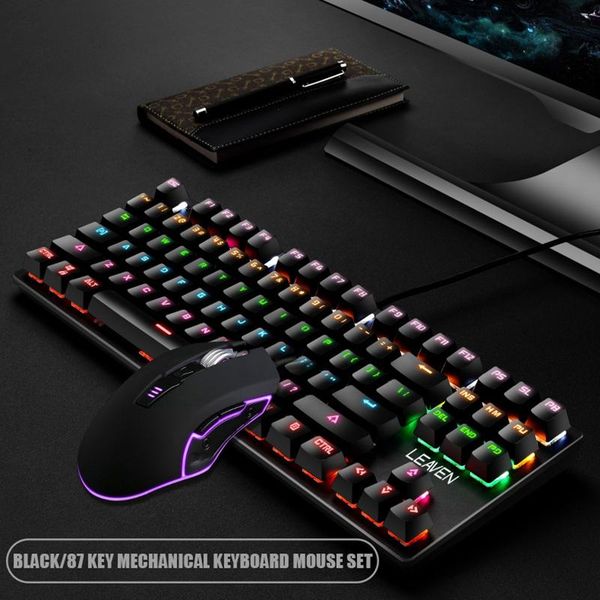 

new arrival-mechanical gaming keyboard & mouse set, 87 keys, seven colors rgb usb