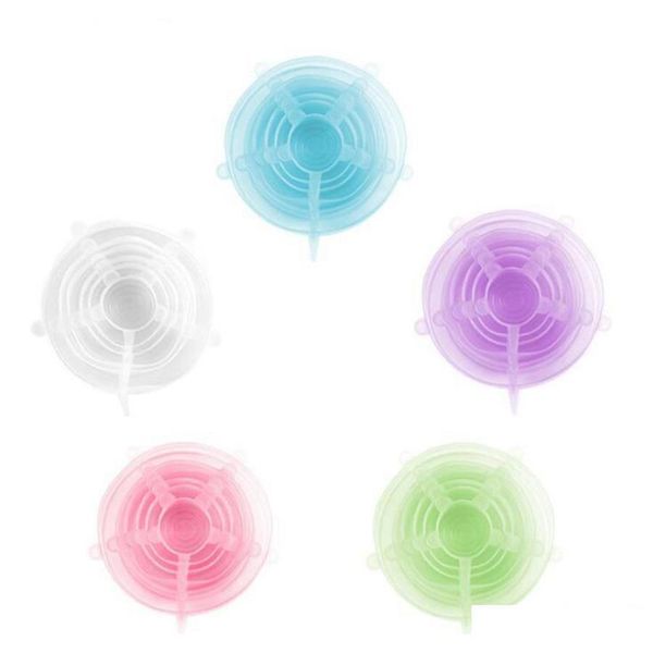 

sile food wraps 6pcs/set reusable food fresh save cover stretched durable bowl plate storage jlljub allguy