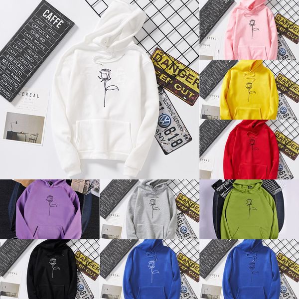 

весна 2020 новый свитер способа уш и женская ручной росписью розы печать просто пара печатных женщин свитер с капюшоном opmdm, Black