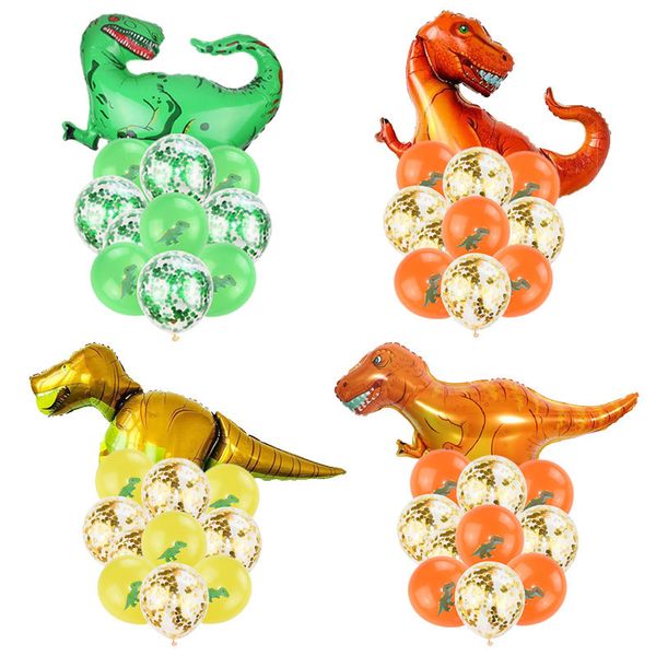 

birthday dinosaur foil balloon confetti latex ballons dino air baloon globos kids animal jungle party decoration