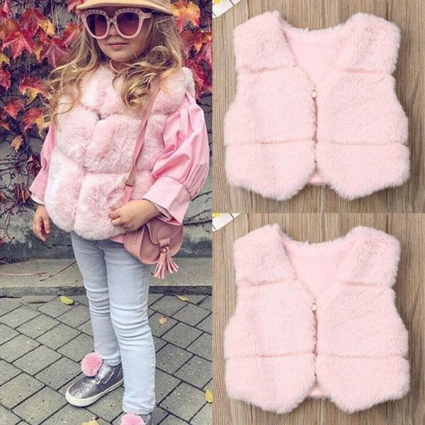 

new fall fashion kids baby girls faux fur vest girl warm winter jacket coat, Blue;gray
