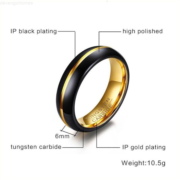 

gold-color modyle 2019 new fashion wedding for men and women jewelry 6mm black tungsten carbide ring t190624, Silver