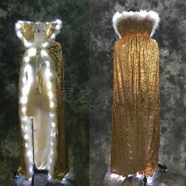 

customized led luminous cloak glowing cloak nightclub bar ktv flower field beauty pageant miss sequined shawl wine clothes1, Tan;black