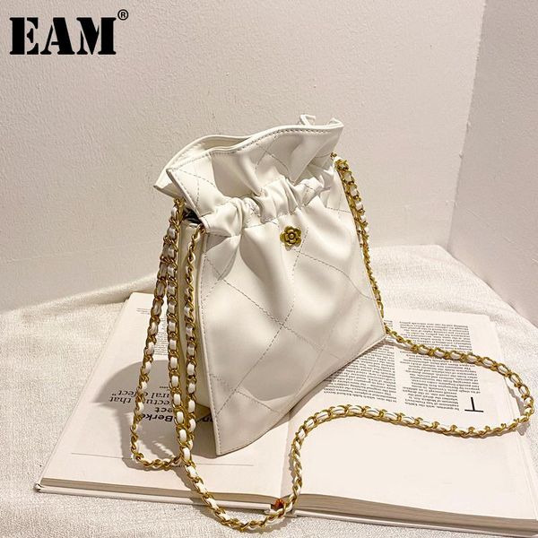 

shoulder bags [eam] women retro drawstring solid bucket pu leather personality all-match crossbody bag fashion tide 2021 18a1535