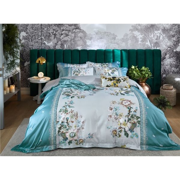 Fiore floreale stampato 1000TC copripiumino in cotone egiziano Set biancheria da letto di lusso Weave Silky Soft Biancheria da letto traspirante Queen King size T200706