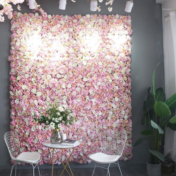 

new 60x40cm artificial silk rose flower wall wedding christmas decoration decorative silk hydrangea wedding decoration backdrop1