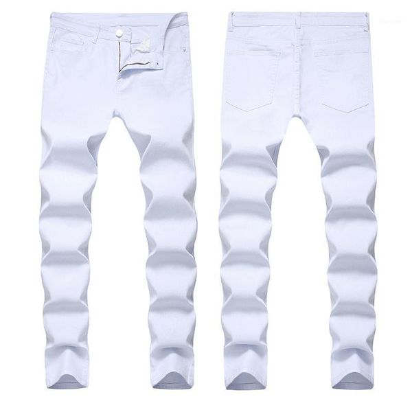 

men pants casual cotton daily men pants large size jeans white slim fit new1, Blue