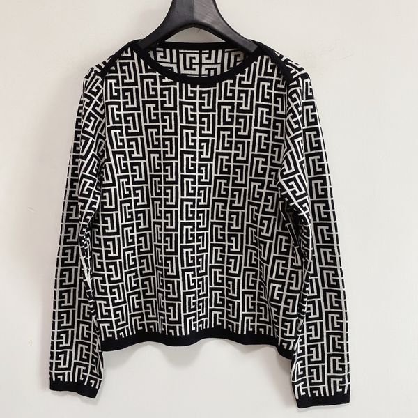 

milan runway sweater 2021 o neck long sleeve high end jacquard pullover women designer sweater 0109-5, White;black