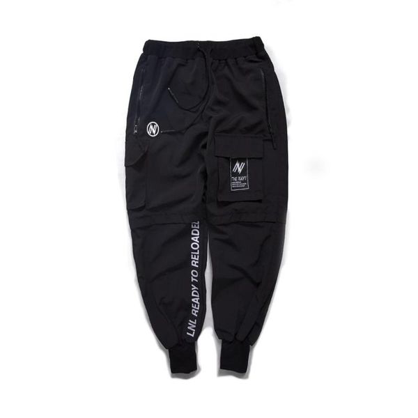 

men's pants cargo-pants joggers techwear streetstyle multiple pockets, Black