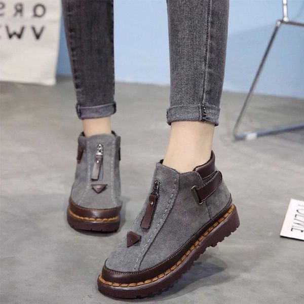 

women ankle boots 2021 zip sewing woman fashion low heel buckle female waterproof big size 43 ladies autumn footwear women's, Black