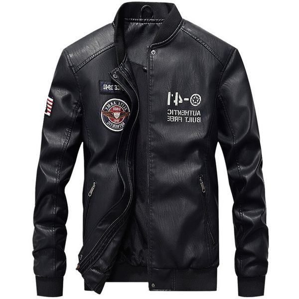 

2019 men's autumn new pu leather stand collar zipper large size coats male casual fashion wild outwears jackets d652, Black;brown