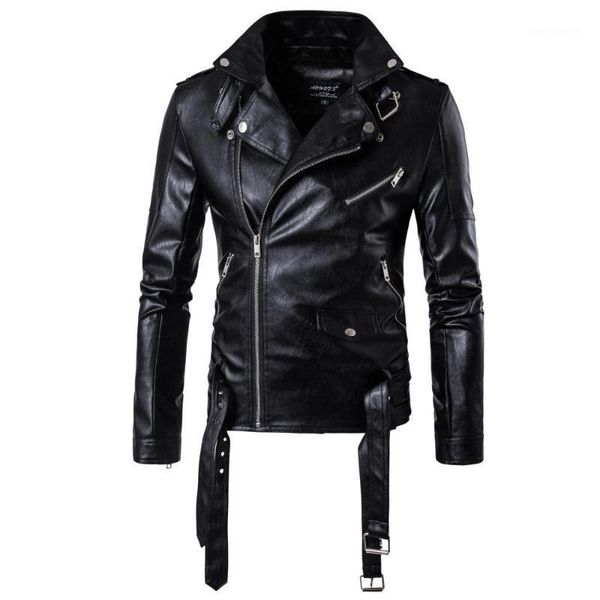

men's fur & faux japanese men's leather clothing trend jacket slim motorcycle men1, Black
