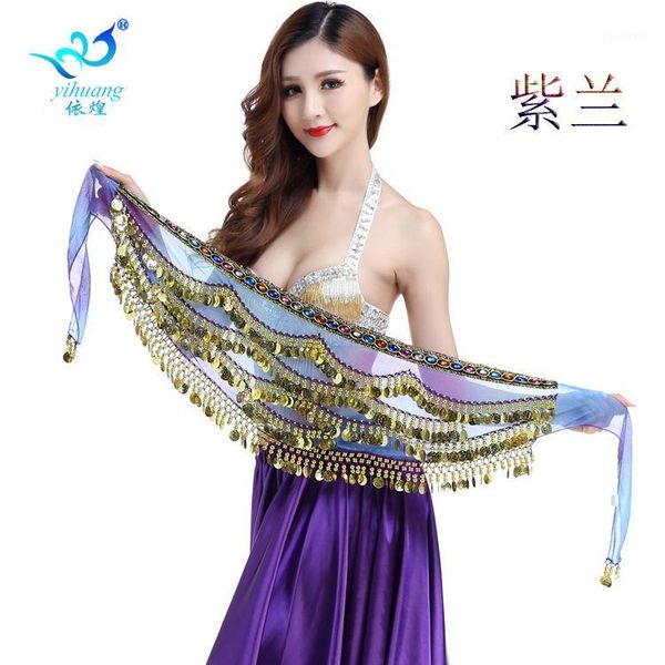 

stage wear belly dance gradient chain belt performance accessories colorful crystals nile base practice waist1, Black;red