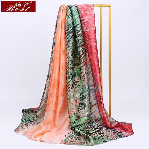 

2020 women scarf summer silk scarves shawls lady wraps soft pashimina female echarpe designer beach stole bandana, Blue;gray